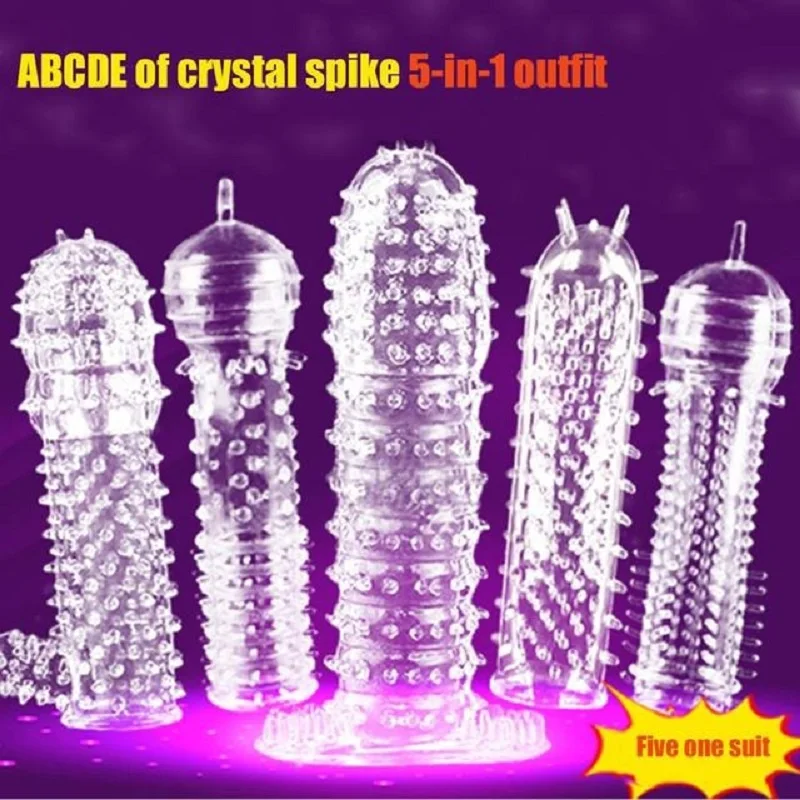 

Penis Sleeve Reusable Condoms Sex Toys for Men Delay Ejaculation G Spot Stimulation Safer Contraception Cock Ring Extender Adult