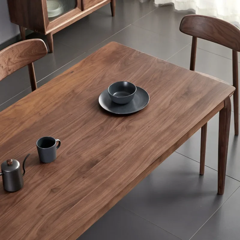 Nordic black walnut all solid wood dining table and chair combination modern simple conference table household rectangular desk