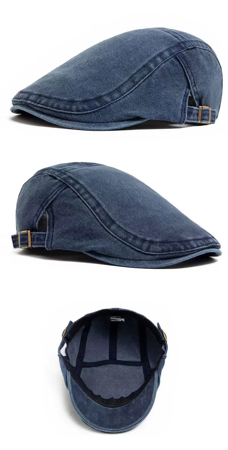 Heißer Verkauf Vintage Maler-Baskenmütze Unisex Mode Flache Schirmmütze Lässige Herbst Retro Baumwolle Einfarbige Newsboy-Mütze Sommer Verstellbar – Detail 6