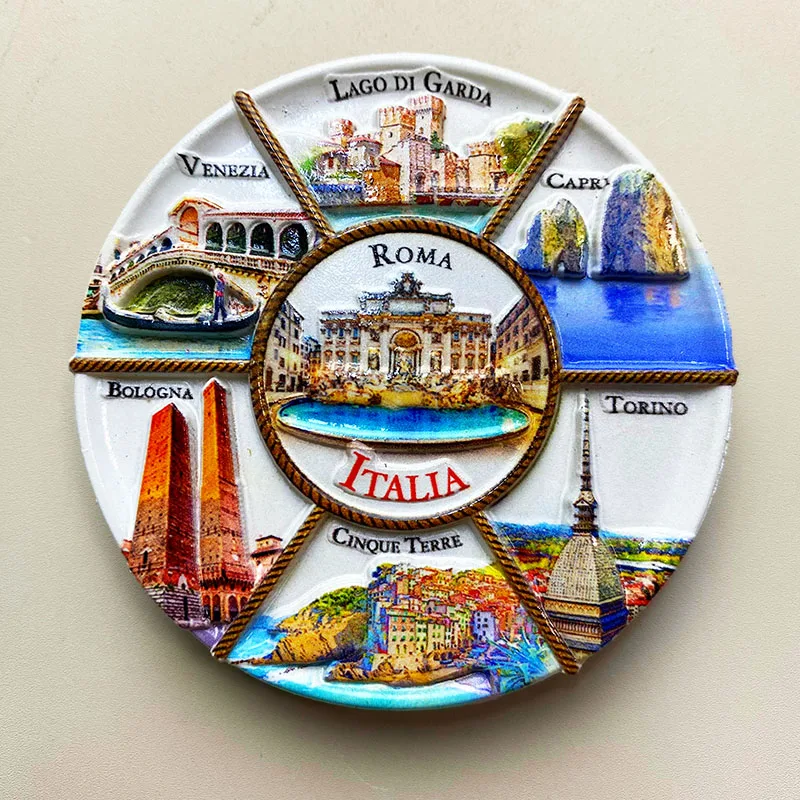 Italy, architectural landmarks, tourist souvenirs, decorative items, 3D refrigerator magnets, collectible crafts