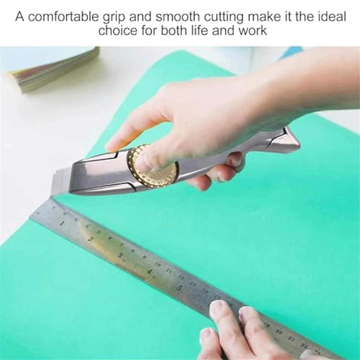 มีดพรม4ชิ้นพร้อมใบมีดเปลี่ยน20ชิ้นเครื่องมือมุงหลังคามีดอเนกประสงค์มีดปลาโลมาใบมีดคัตเตอร์