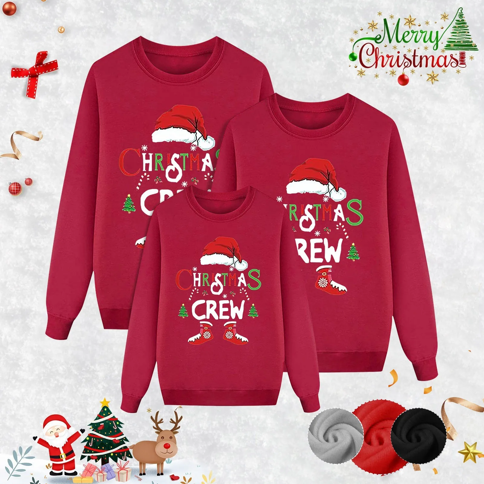 

Christmas 2024 Matching Family Outfits Hoodie Patchwork All Over Print Pajamas Set Mom Dad Kids Sweatshiirt Xmas Look Pyjamas