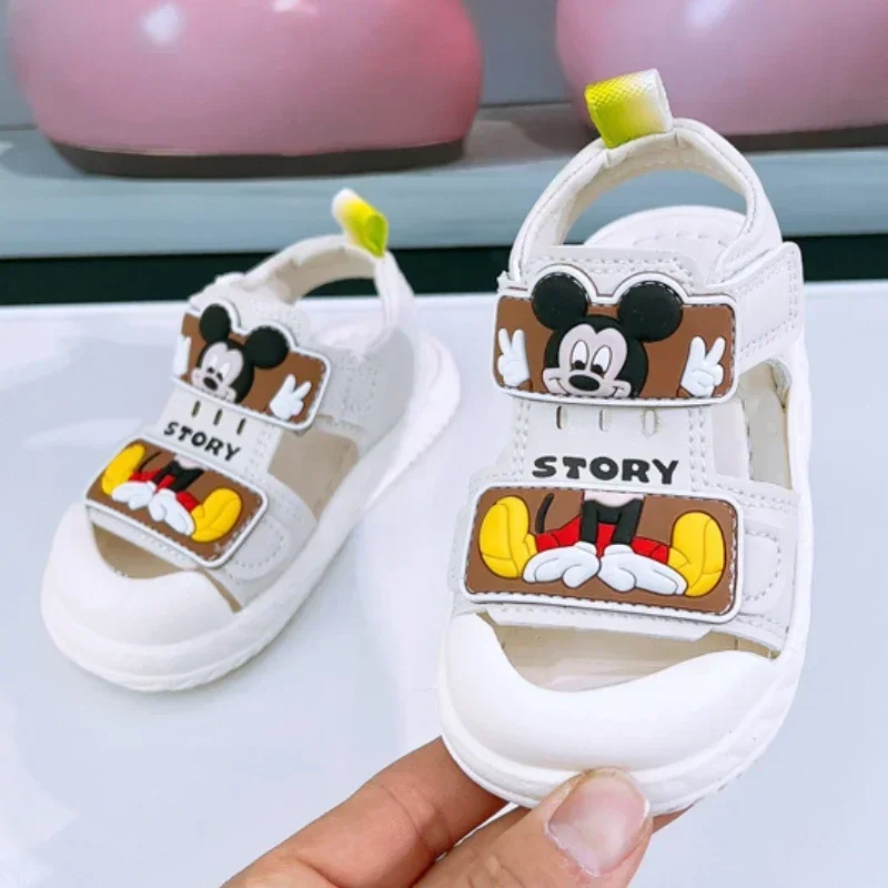 Disney Baby Kids Toddler Sandals Cute Mickey Sandals for Children Outdoor Shoes Girls and Boys Protect Toe Beach Shoes