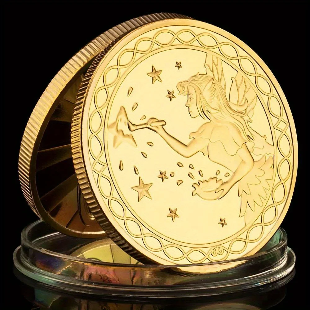 1 Piece Tooth Fairy Collectible Silvery Golden Plated Souvenir Coin Lucky Coin Commemorative Coin Creative Gift