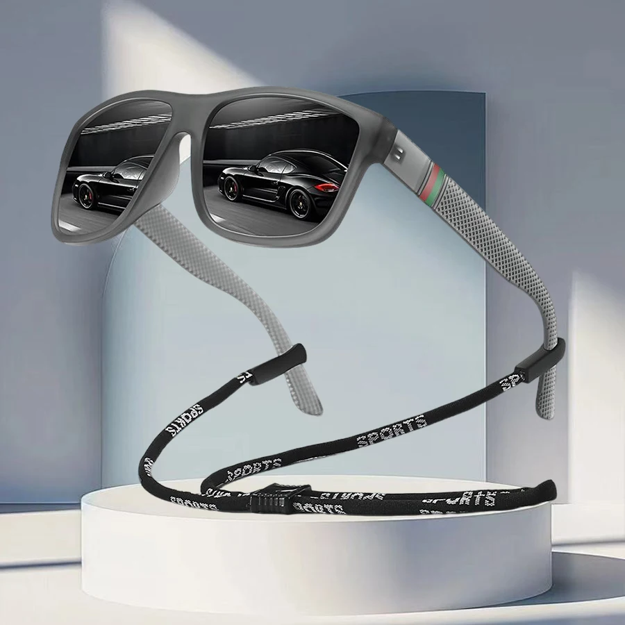 أزياء خمر المشارب الملونة مع سلسلة UV400 النظارات الشمسية الرجال النساء القيادة الصيد الملونة نظارات واقية خفيفة الوزن