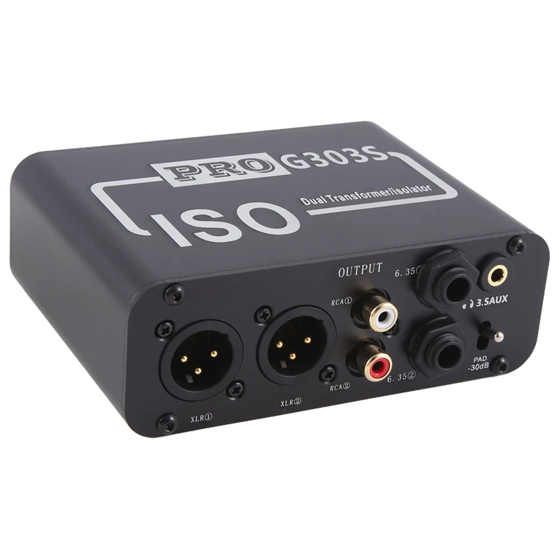 PRO G303S Audio Isolator Noise Reduction Filter Eliminates Current Noise Dual-Channel 6.35 XLR RCA 3.5Mm Audio Isolator