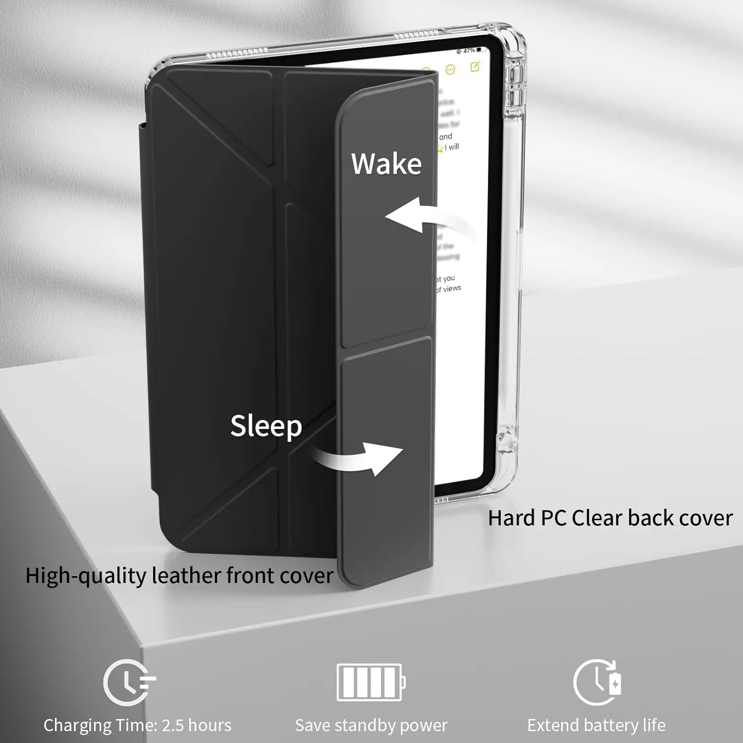 3+Y-fold Flip Clear Cover For iPad Air 4 5 6 7 11 For Air 2 9.7 Pro 11 Mini 6 7 Start Case For 10th 11th Gen 2025 7/8/9 10.2