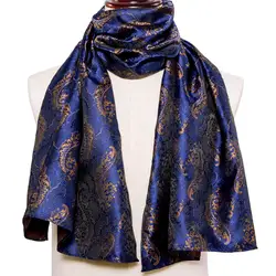 Nieuwe Mode Mannen Sjaal Blauw Goud Jacquard Paisley 100% Zijde Sjaal Herfst Winter Casual Pak Shirt Shawl Sjaal Barry.Wang