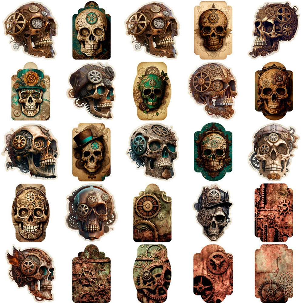 10/30/50pcs Vintage Steampunk Skull Cool Stickers Decals Motorcycle Skateboard Laptop Guitar Fridge Car Waterproof Sticker Toys