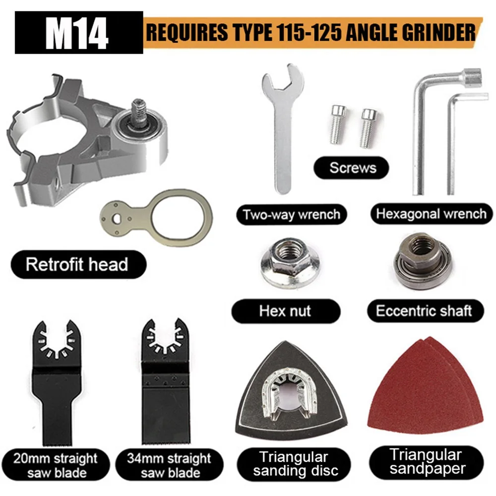 

14pcs M14 Angle Grinder Adapter Set CuttingTool Kits Modification Woodworking Multipurpose Open Hole Refitting Head Accessories