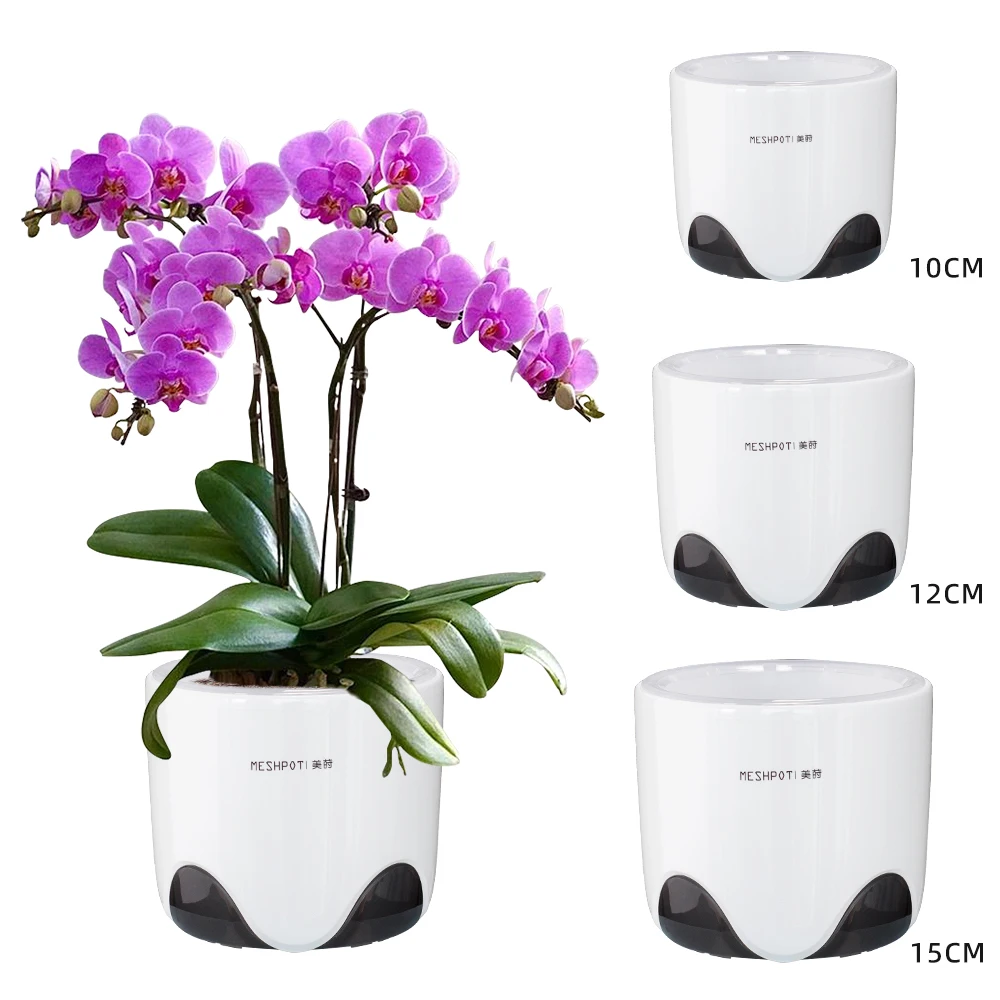 Meshpot-Orchideentöpfe mit Löchern, transparenter Orchideentopf, passend zu weißen, gut aussehenden Kunststoff-Blumentöpfen für drinnen und draußen, 10 cm, 12 cm, 15 cm – Detail 1