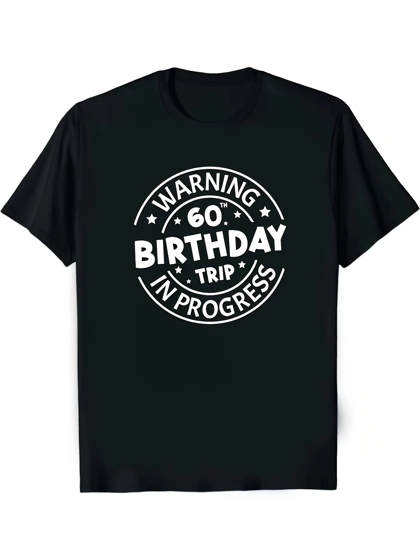 2026 Funny 60th Birthday Trip In Progress Men'S T-Shirt | Humorous 60 Years Joke Design, Loose Fit Casual Short Sleeve Round Nec
