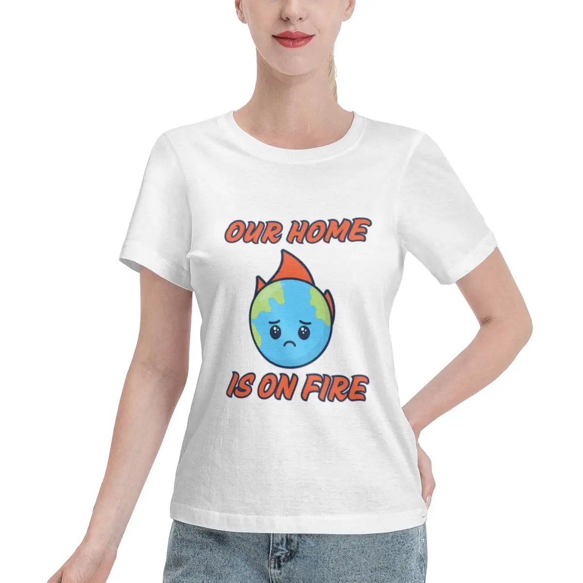 Hot Sale Our Home Is On Fire Climate Activism Graphic Women's T-shirt French Chic Solid Color Tee