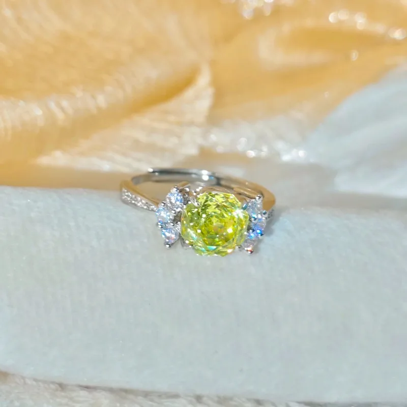 Sweet 925 Sterling Silver Light Luxury Rose Cut High Carbon Diamond Ring Sweet Candy Shape Cute Jewelry - view 4