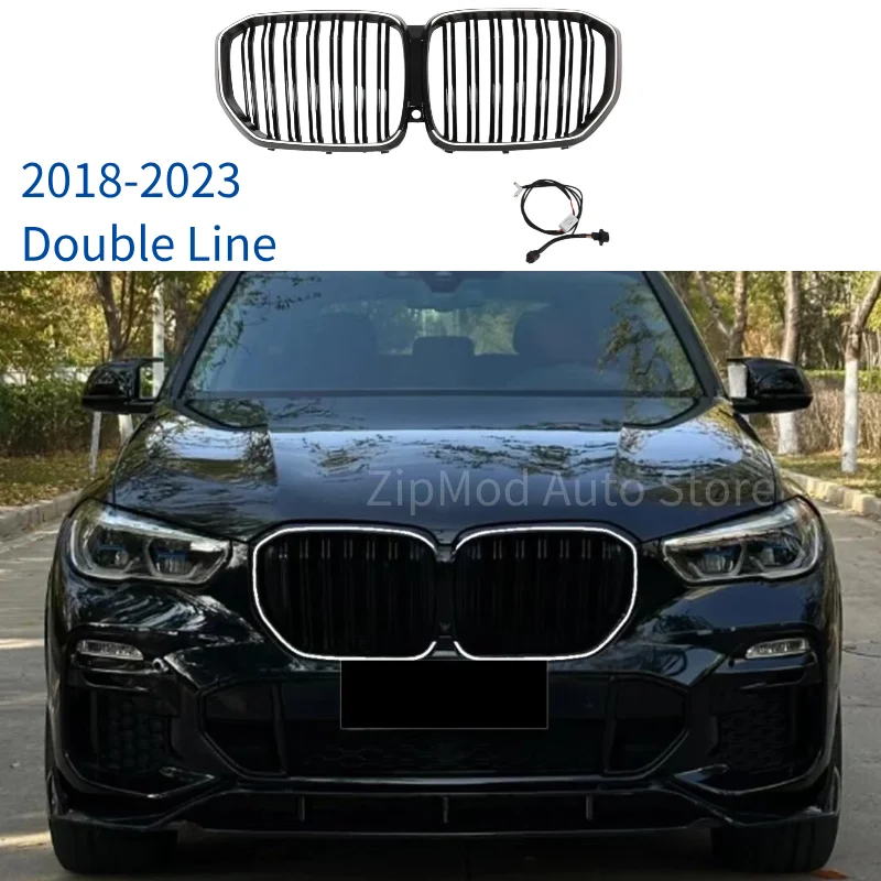LED Verlichte Front Nierengrille voor BMW X5 G05 LCI 2018-2026 Dubbele Enkelvoudige Lijn 1 Lamellen Auto Styling Grille Vervanging ABS