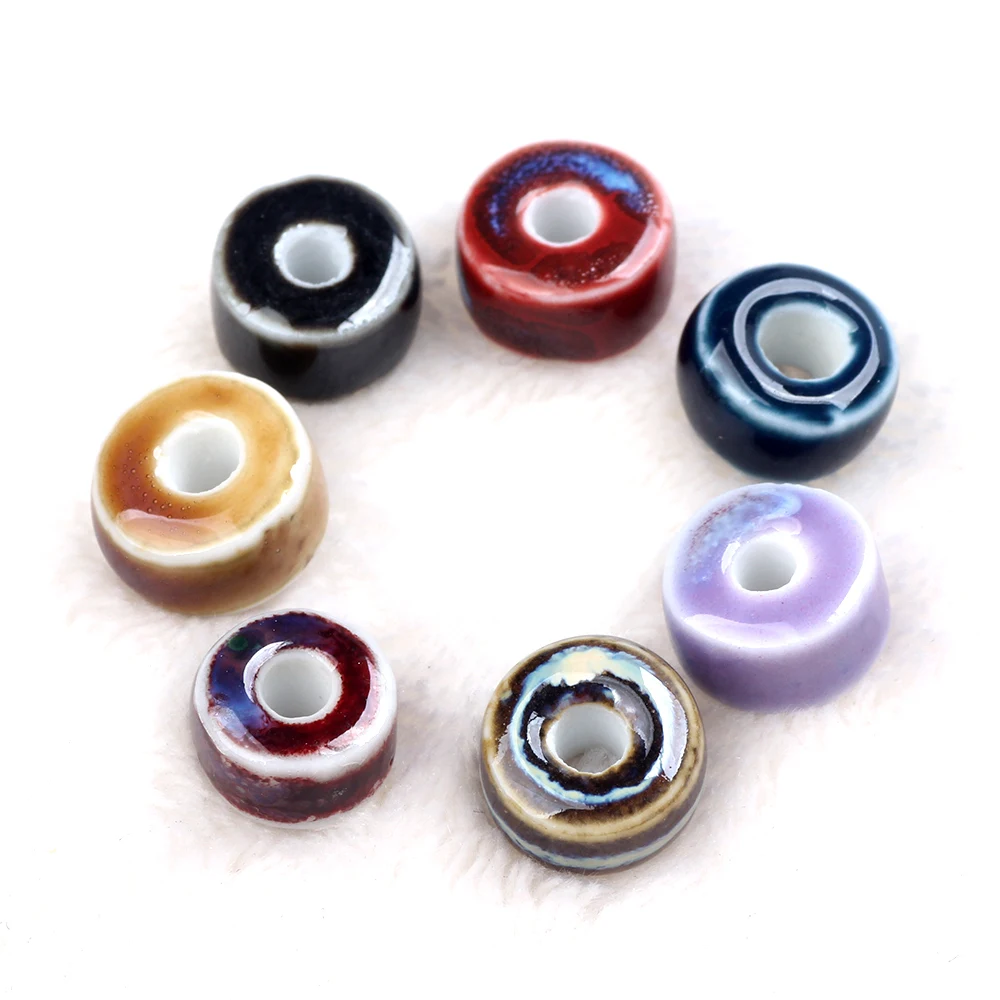 5Pcs/Bag 11MM Ceramic Donut Shaped Beads DIY Handmade Bead Material Bracelet Necklace Jewelry Loose Bead Accessories