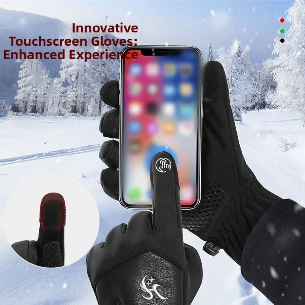 USB Electric Heated Gloves with Touch Screen Index Finger and Anti Splash Nylon Fabric Three Temperature Levels for Cold Weather