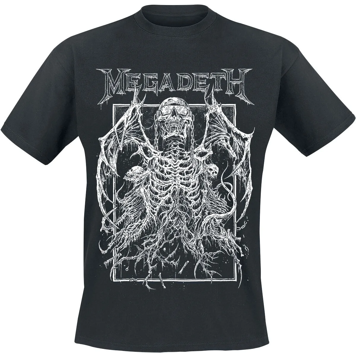 Megadeth Skeleton Demon Print Cotton T-shirt Men Women Dark Thrash Metal Band Gothic Line Art Unisex Short Sleeve Tee
