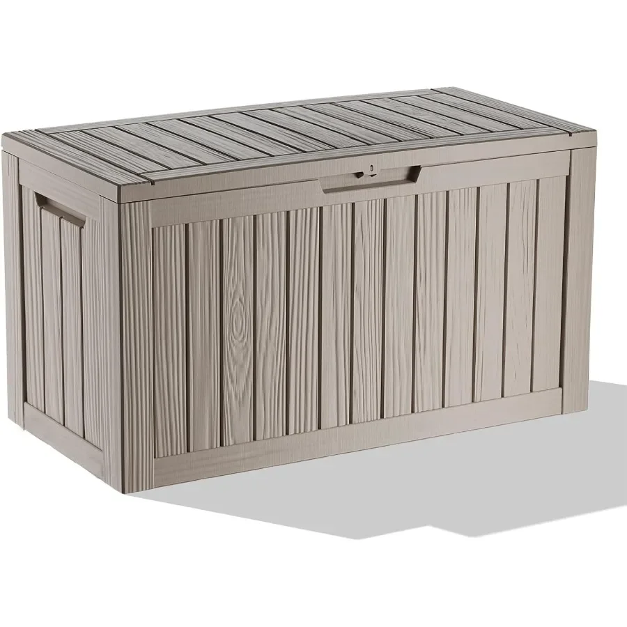 

Outdoor Storage Housing Deck Box - Waterproof Patio Furniture Garden Tools Cushions Pool Accessories Storage Bench with Lockabl