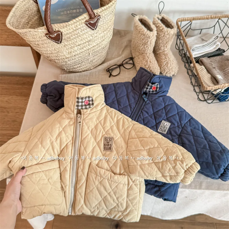 

2026 Winter Kids Clothing Korean Style Quilted Cotton Jacket Girls Outerwear Cozy Warm Insulated Coat Children's Padded Coat