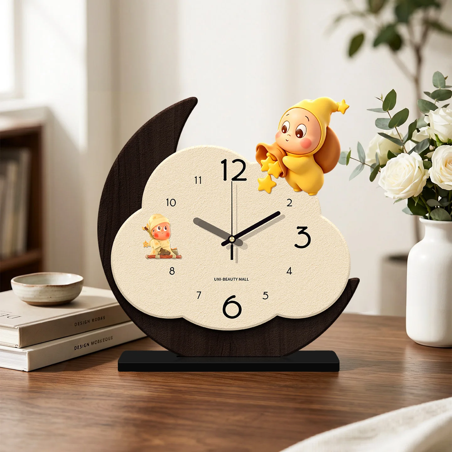 Cream Wind Star Man 2026 New Desktop Clock Pendulum Desk Clock Decorative Ornament Children Room Silent Clock