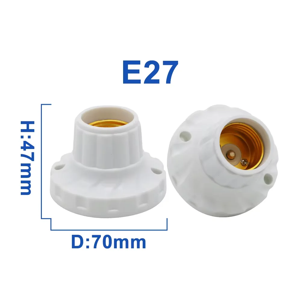 E27 Round Plastic Base E27 Screw  Lamp Holder E27 Flat Lamp Base ceiling type Socket White Lamp Holder