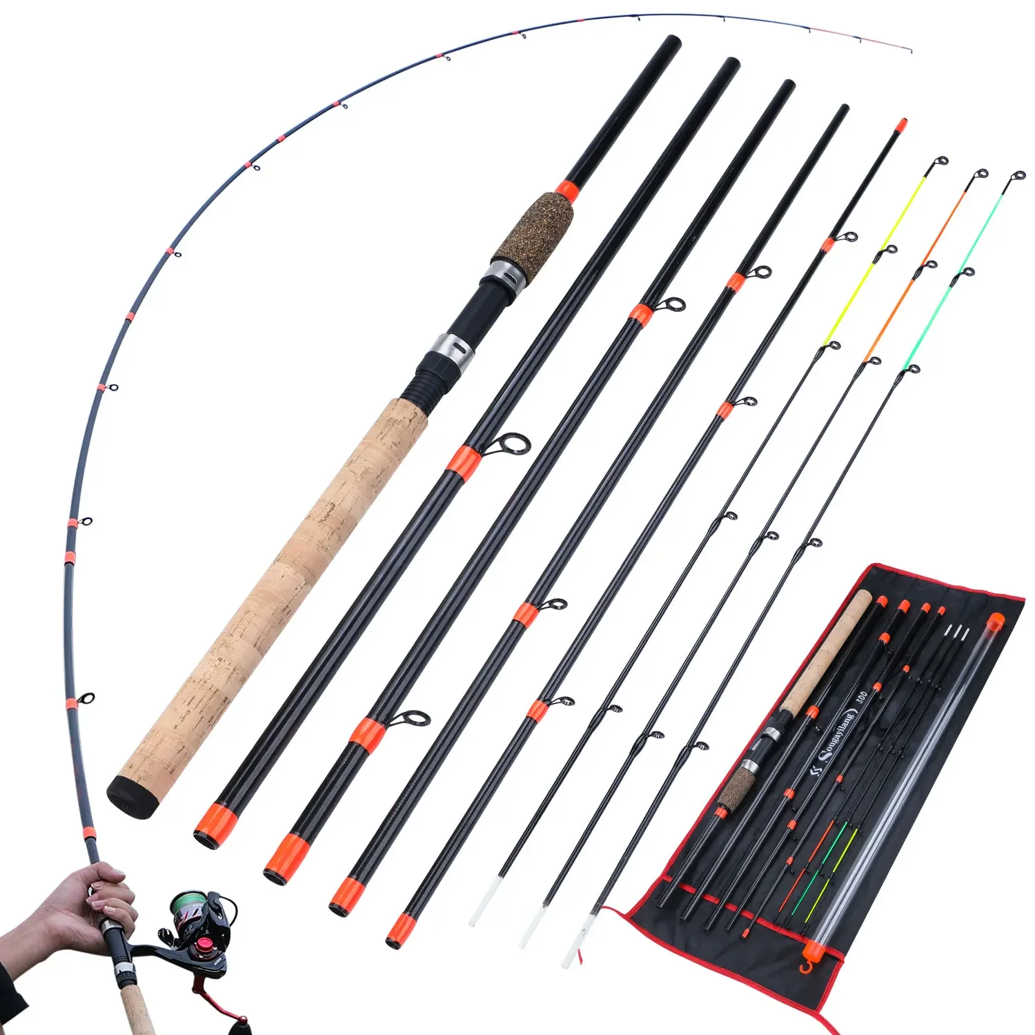 Sougayilang Feeder Fishing Rod Carbon Fiber Travel Rod Fishing Tackle