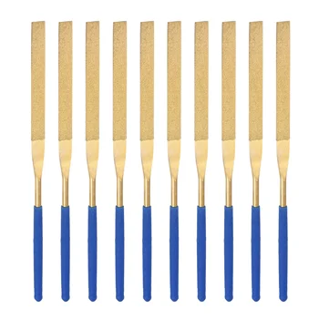 10pcs 3x140mm יהלומי מחט קובץ סט שטוח קבצים טיטניום מצופה כלים קרמיקה מלאכות DIY עץ צרצור קובץ מחט עבור זכוכית מתכת