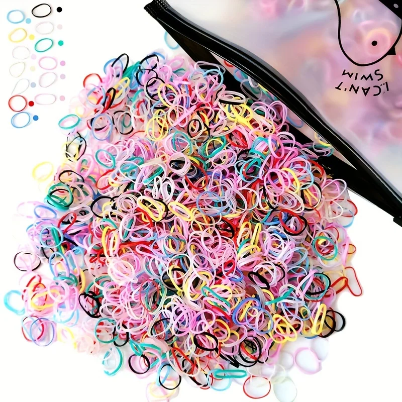 1500 قطعة من أربطة الشعر المرنة الصغيرة - ألوان الباستيل والنابضة بالحياة (وردي، أزرق، أخضر، أصفر، برتقالي، أحمر، أرجواني، أسود، أبيض) #1
