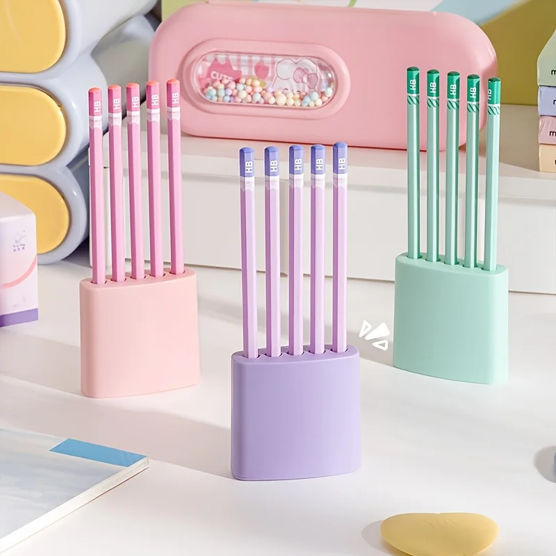 Stackable 5‑Grid Pencil Storage Cap, Anti‑Loss Protective Sleeve Dedicated for School Pencil Case