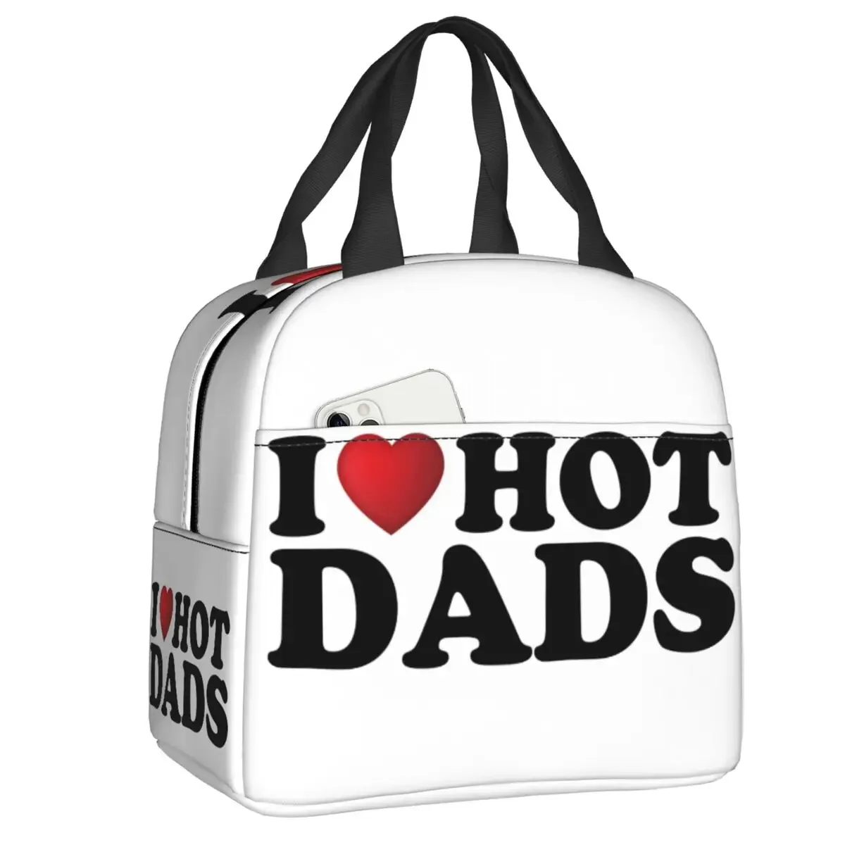 I Love Hot Moms Dads Insulated Lunch Bag for Women Men Waterproof Hot Cold Lunch Tote Office Picnic Travel Food Bento Box