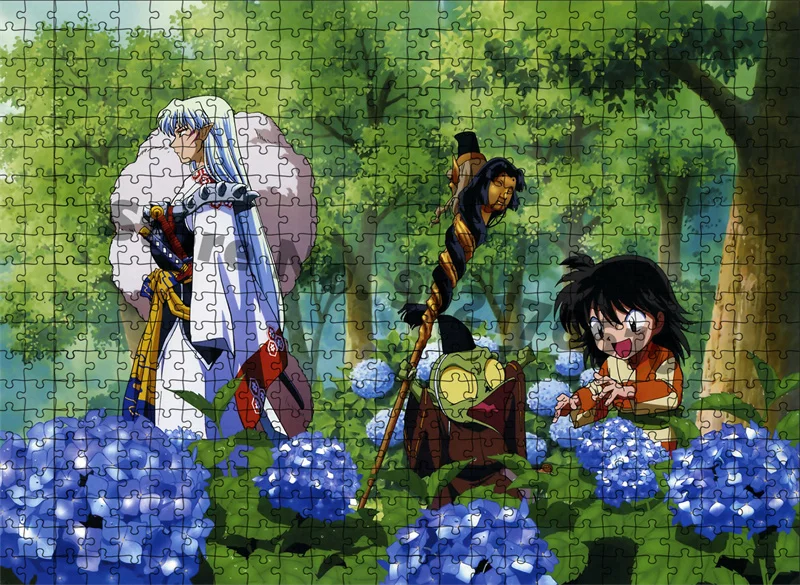 Puzzle Jigsaw Puzzle do druku japońskie Anime Inuyasha Higurashi Kagome Kikyou edukacyjne gry dekompresyjne dekoracje do domu na prezent