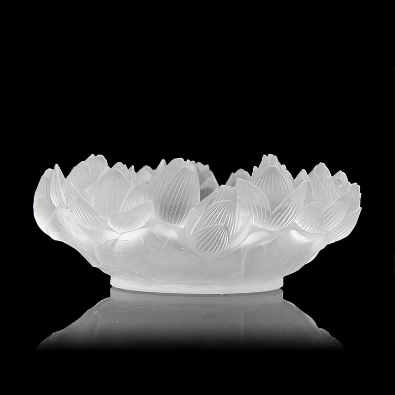 Prato de fruta de cristal artesanal de lótus, design de decoração de casa prato/prato de frutas
