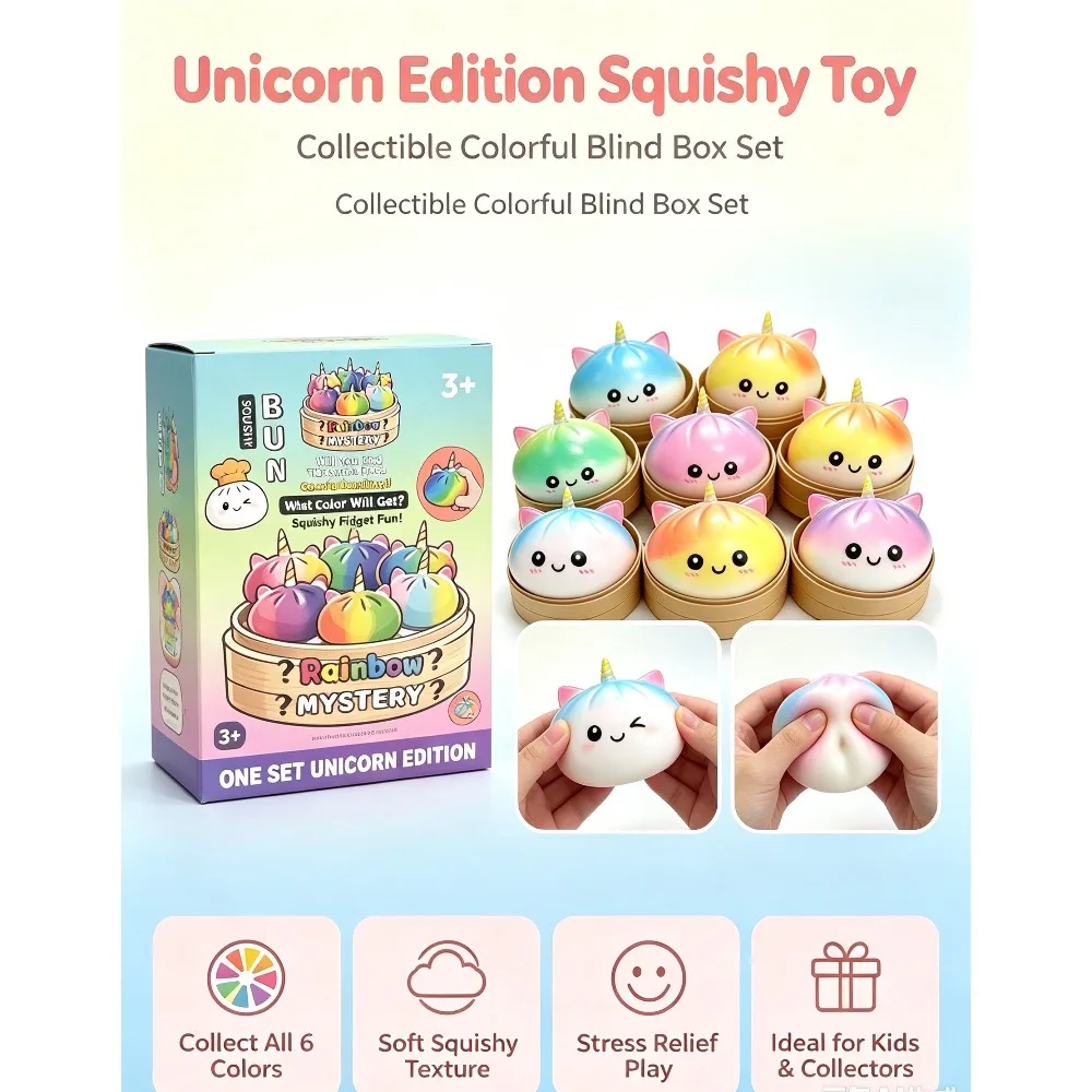 1-2PC Kawaii Purple Unicorn Dumpling Squishy Giant Bao Bun Squeeze Fidget Anti Stress Anxiety Relief Office Desk Decor Gift Idea