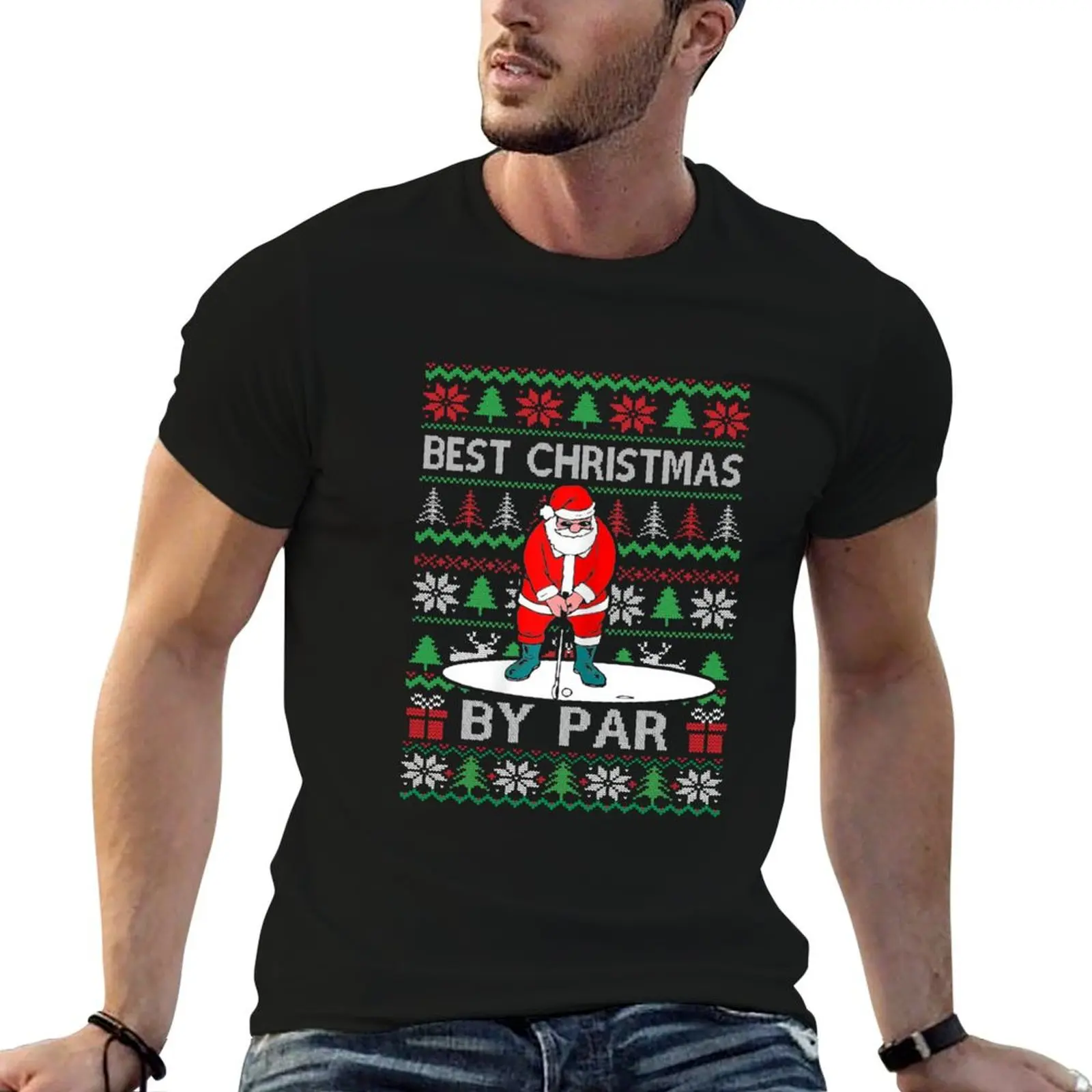

Ugly Christmas Golf Santa Claus Best Christmas By Par T-Shirt men t shirt cotton 100% man t shirts cotton T-Shirt
