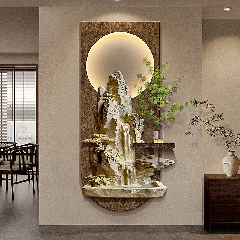Green plant corridor hanging painting, entrance door sandstone mural lamp, entrance decoration painting