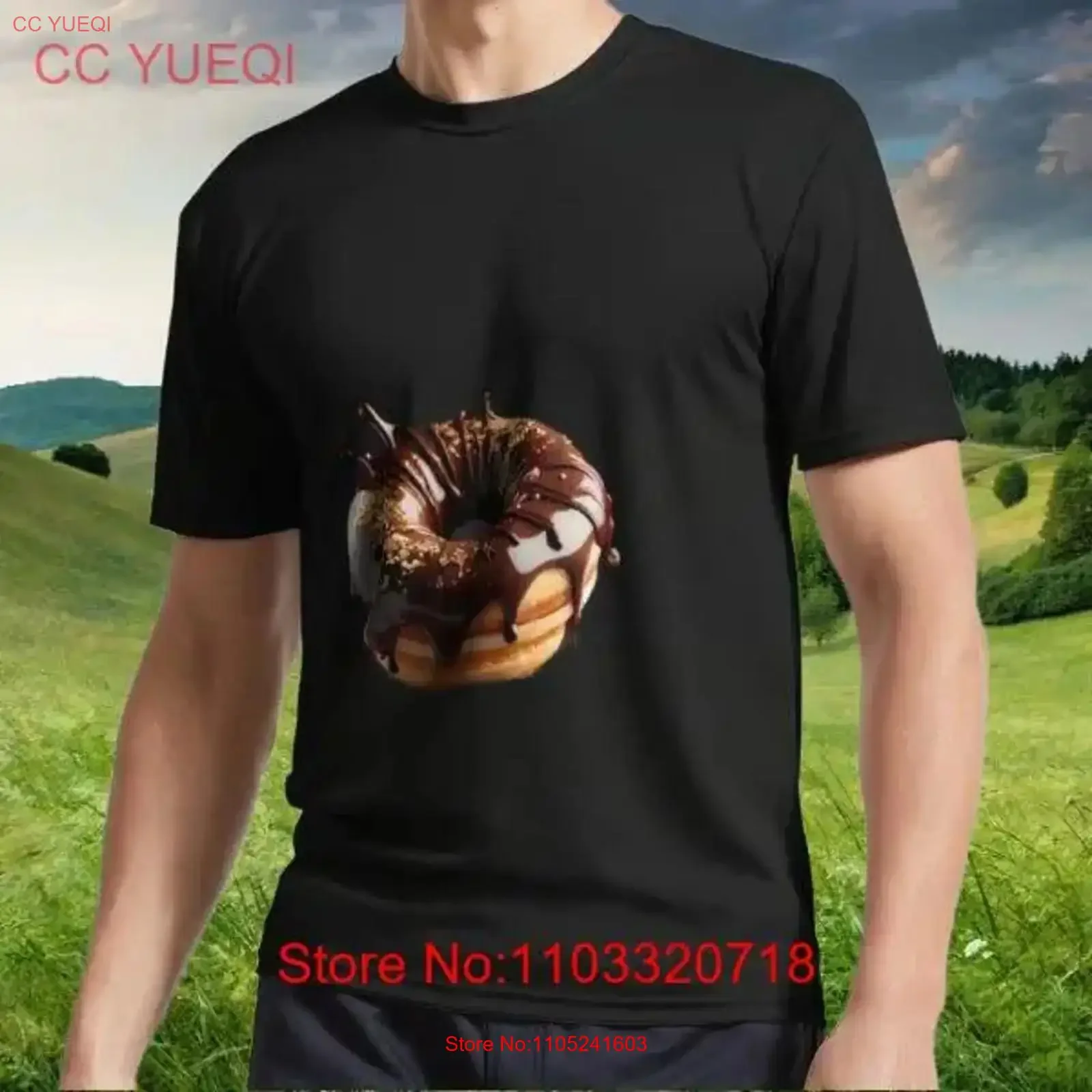 New Chocolate donut Active T Shirt Logo American Funny S to 5XL vintage Washed Stretched Top For Everyday Wear Soft
