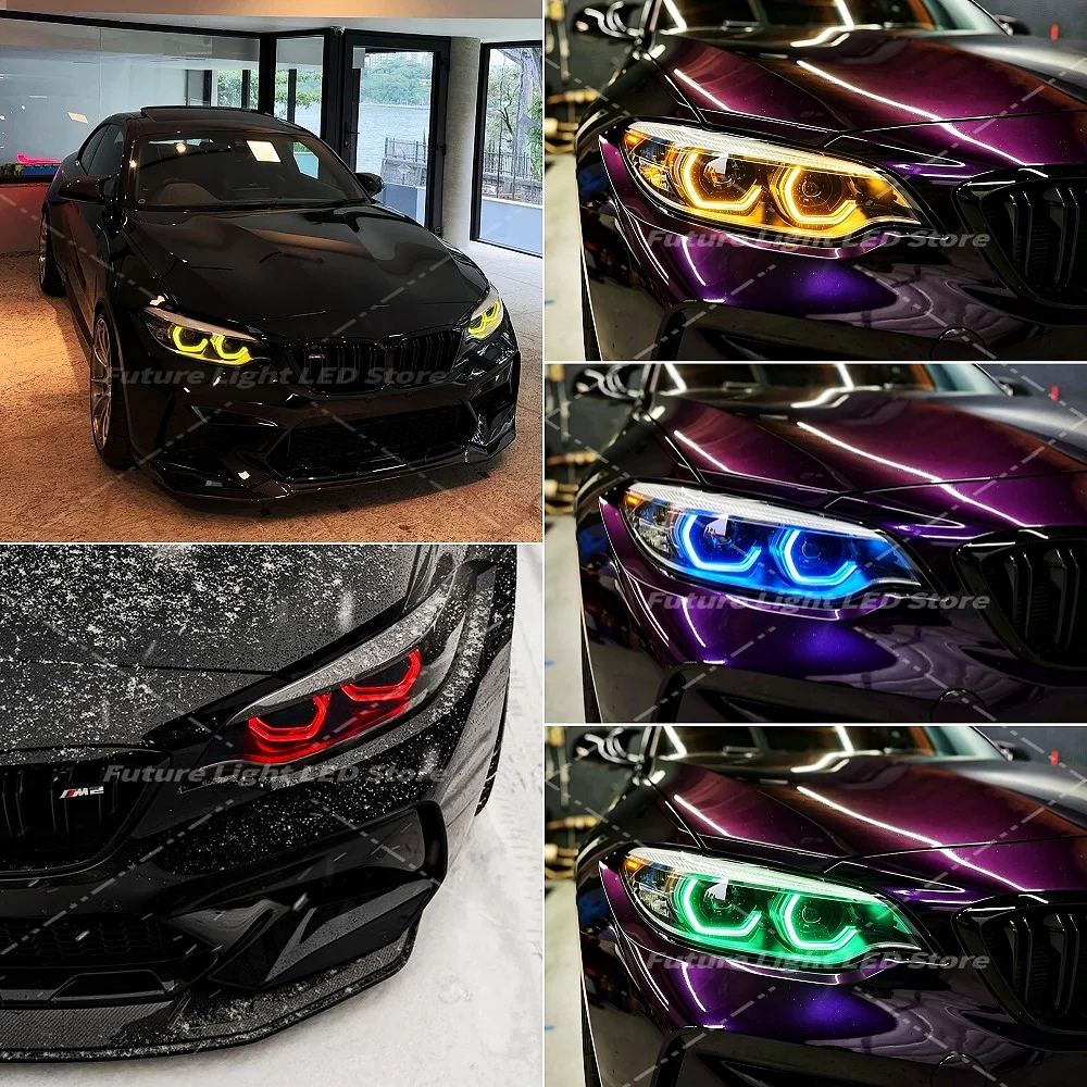 For BMW F87 M2 F22 F23 LCI M240i 2 Series 2018-2021 Blue Amber LED Headlight Daytime Running Light Yellow DRL Modules Angel Eyes