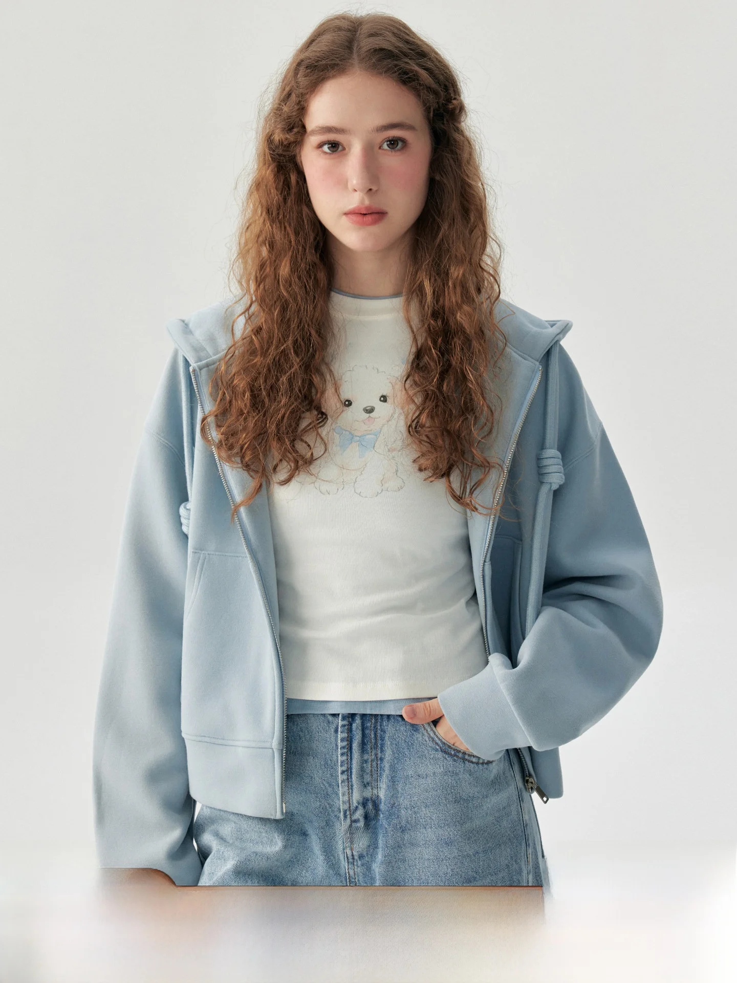 

American Retro Hooded Sweatirt Jaet ort Zipper Open Cardigan Lazy Sle Women's Loose Fit Cotton Long Sve Coat