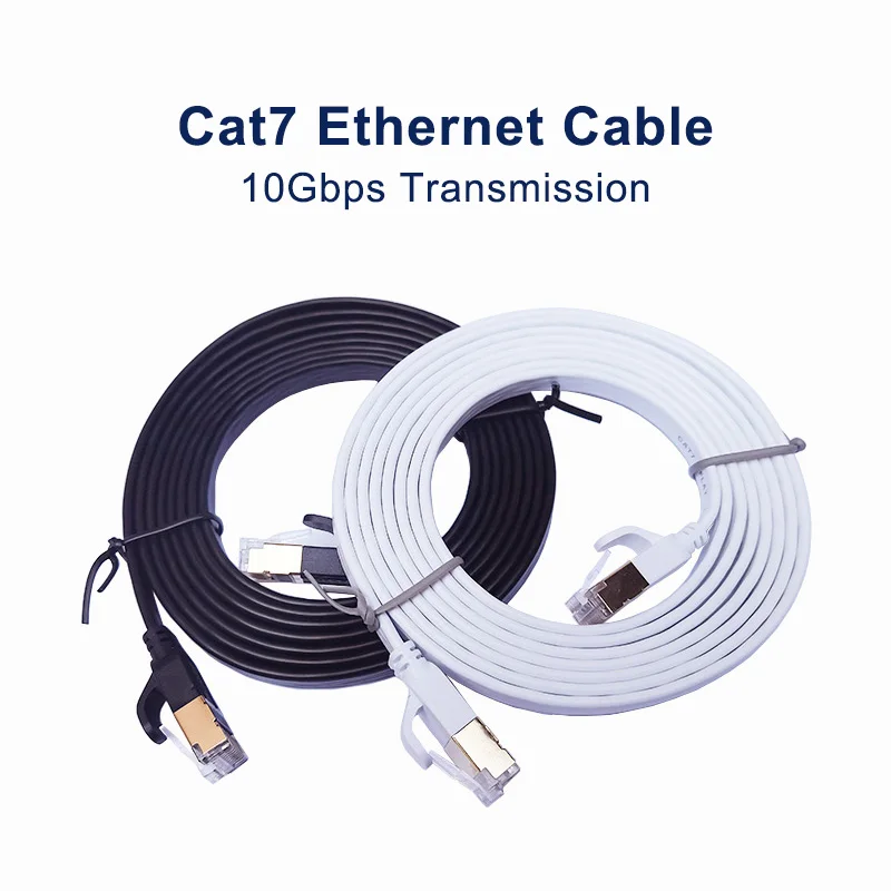 White Black Cat7 Flat Cable Ethernet Cat 7 6 20m 15m 10m 8m 5m RJ45 Network Cable Cat7 Patch Cord for Router Modem RJ 45 Lan Cab