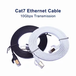 Weiß Schwarz Cat7 Flachkabel Ethernet Cat 7 6 20 m 15 m 10 m 8 m 5 m RJ45 Netzwerkkabel Cat7 Patchkabel für Router Modem RJ 45 Lan Cab