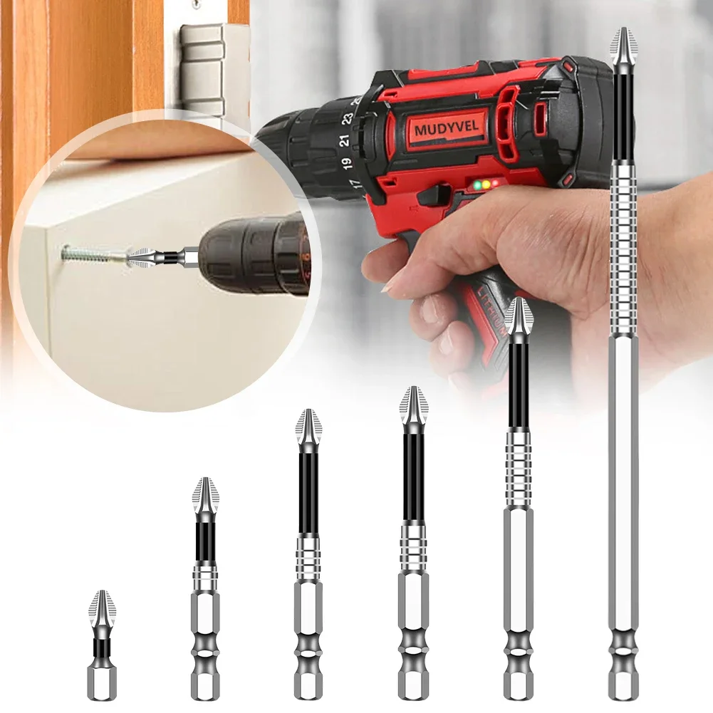 6Pcs High-Magnetic Screwdriver Drill Bit Set Kit Drill Bits Anti-Slip Anti Impact Anti Slip Screwdriver 25 50 65 70 90 150mm