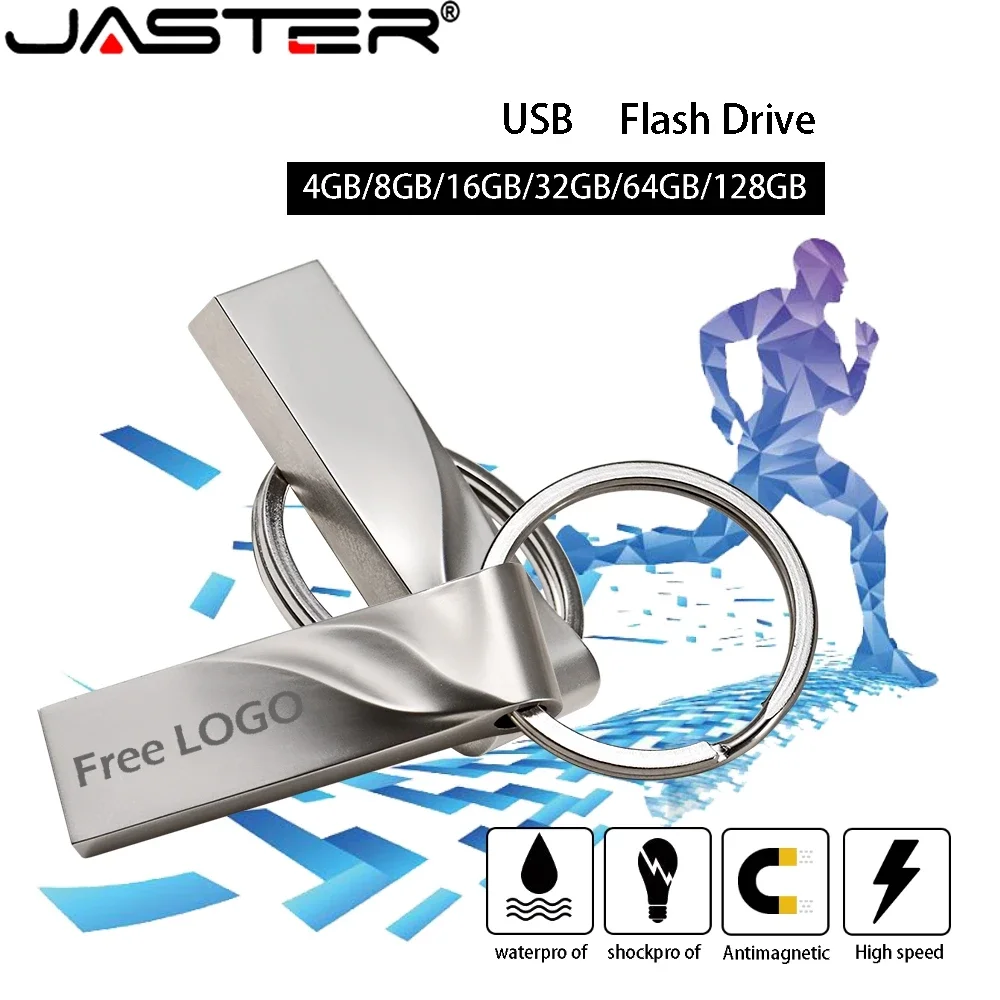 jaster new flash drive USB 2.0 mini memory stick metal pen drive 4GB 8GB 16GB 32GB 64GB 128GB U disk fashion gift