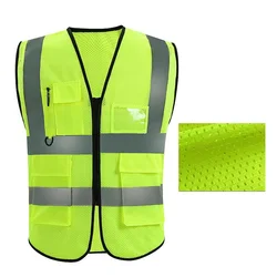 Breathable Reflective Vest Grid Type Multi-pocket Traffic Outlets Railway Coal Miners Builders Uniform Running Sports Safety