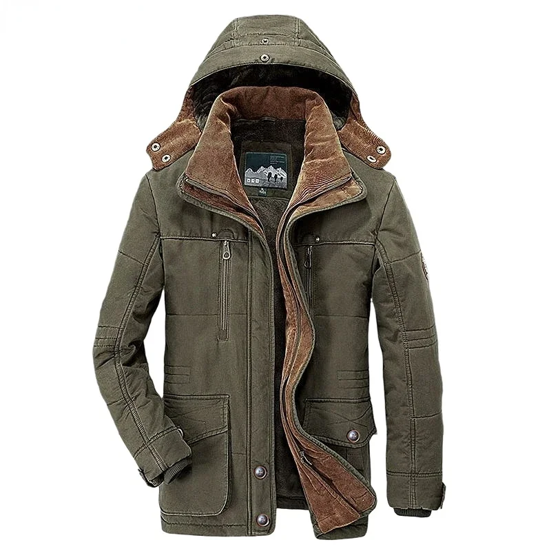 

New Men's Warm Thick Parker Coat Cargo Jackets Hooded Windproof Jackets Casual Jackets 6XL jacket men clothing winter coat