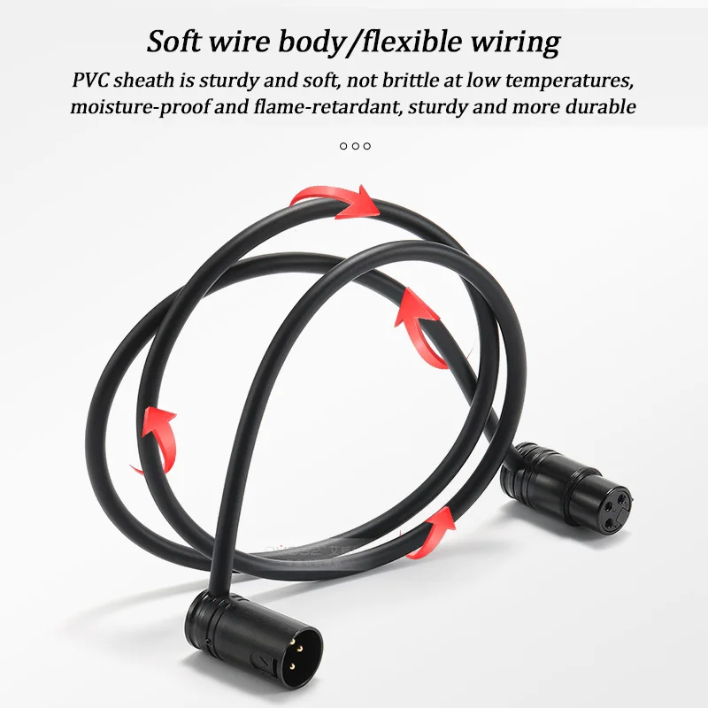 Low Profile L-Shape 3-Pin XLR Cable Right Angle Plug, Short Male to Female Audio Line for Microphone Mixer, Multi-Color