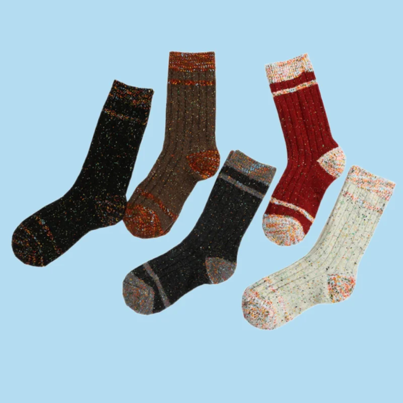 

5/10 Pairs 2024 New Autumn And Winter Women's Long Socks Dot Yarn Solid Color Stripes Simple Thickened Middle Tube Cotton Socks