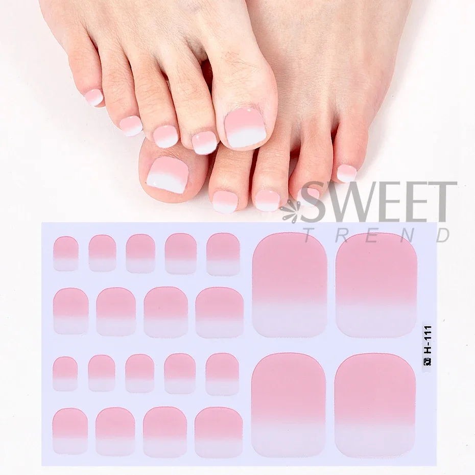 6 pz/set Gradiente Semi-Cururo Punta Del Gel Del Chiodo Avvolge Strisce di Colore Semplice Adesivo Gel Piede Punta Adesivi per L'estate Manicure Decor