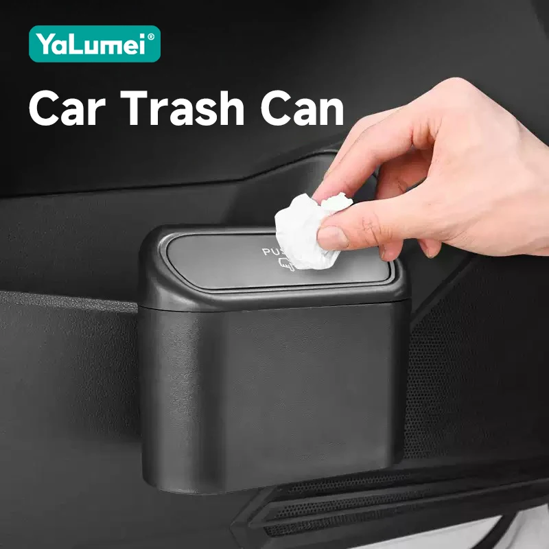 

Car Trash Bin Hanging Vehicle Garbage Dust Case Storage Box Black Square Pressing Type Trash Can Auto Interior Accessories