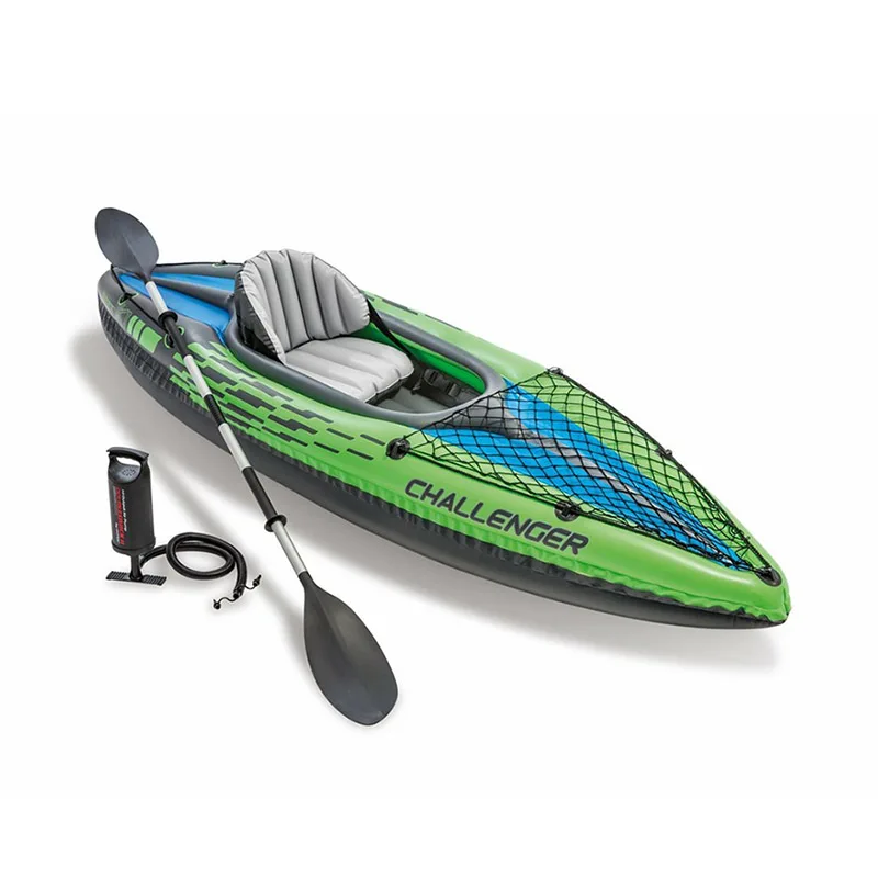 

Intex 68305 challenger K1 one person inflatable canoe raft with Oar and Hand Pump ocean kayak